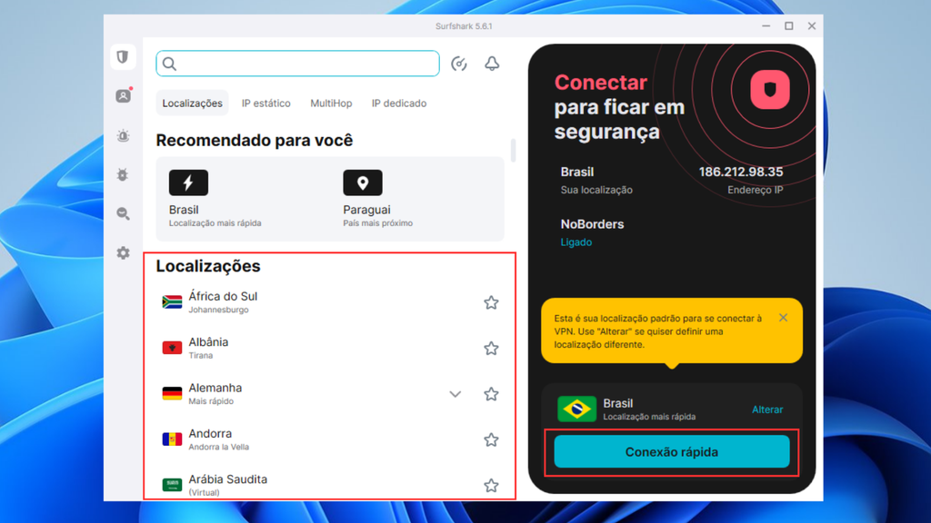 Como usar o Surfshark no PC (Imagem: Captura de tela/Canaltech)