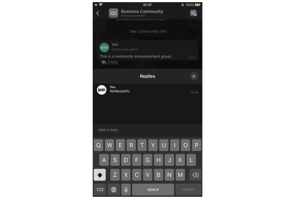 WhatsApp testa respostas em grupos de avisos nas comunidades - 2