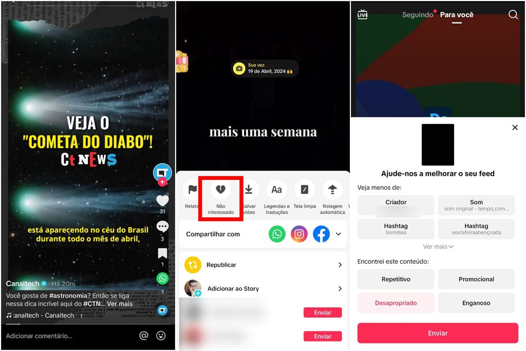 Como dar dislike no TikTok (Imagem: Captura de tela/Guilherme Haas/Canaltech)