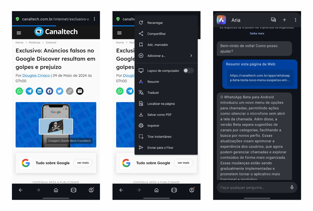 Opera ganha atalho para resumir sites com IA no Android - 2