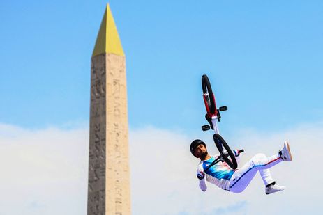 Paris 2024 Olympics - BMX Freestyle - Men's Park Final - La Concorde 2, Paris, France - July 31, 2024.
Anthony Jeanjean of France in action during run two. REUTERS/Esa Alexander