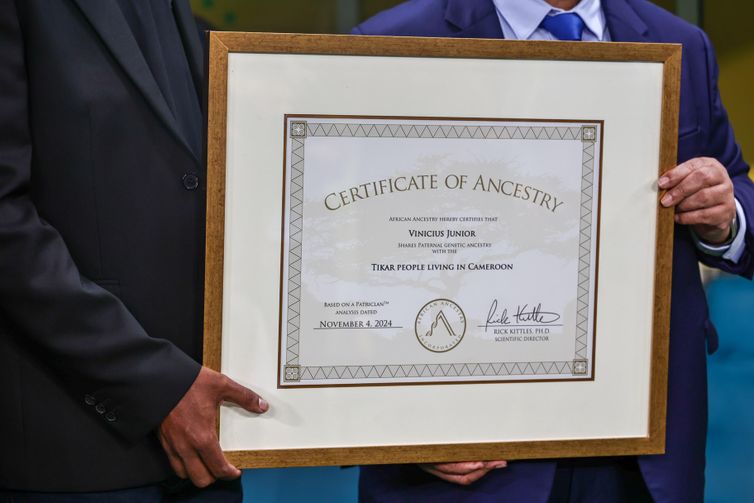 André Frutuôso/CBF/Direitos Reservados certificado de ancestralidade - Vini Jr