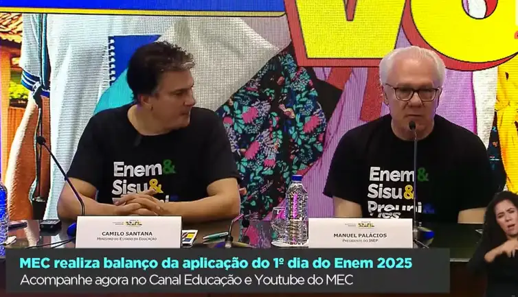 Brasília - 09/11/2025 -  MEC faz balanço do primeiro dia do Enem 2025. Foto: Print/Youtube do MEC.