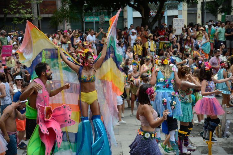 Rio de Janeiro -  Blocos carnavalescos participam da abertura do carnaval não oficial neste domingo (7), no centro da cidade (Fernando Frazão/Agência Brasil)