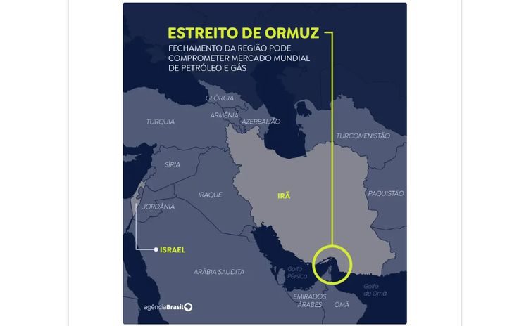 Arte/EBC Mapa Estreito de Ormuz. Foto: Arte/EBC